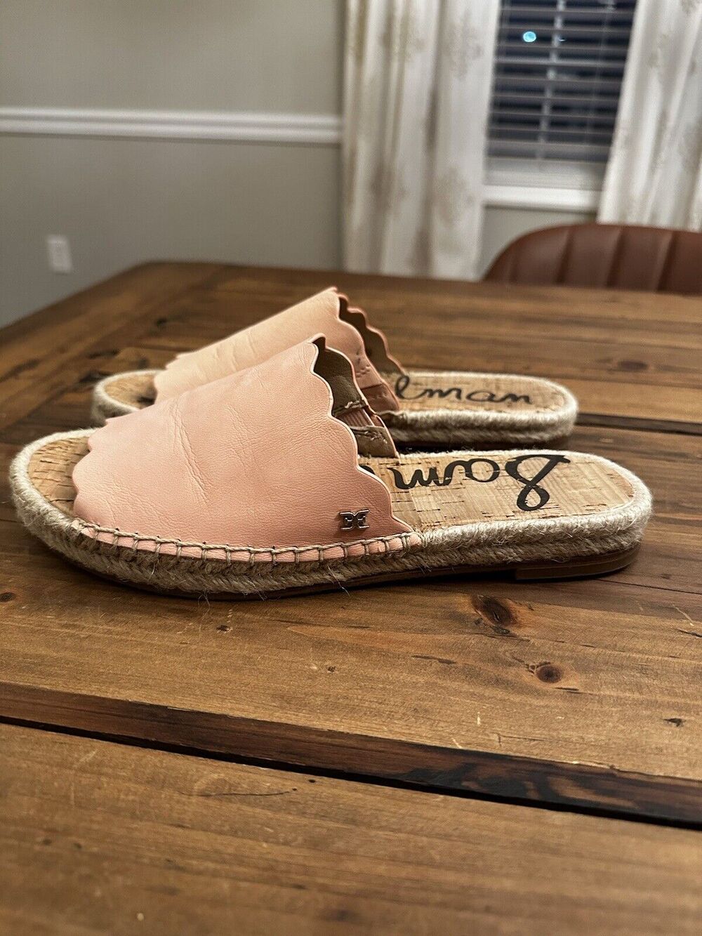 Sam Edelman Andy Pink Leather Casual Travel Espadrille Slide Sandals Size 6.5